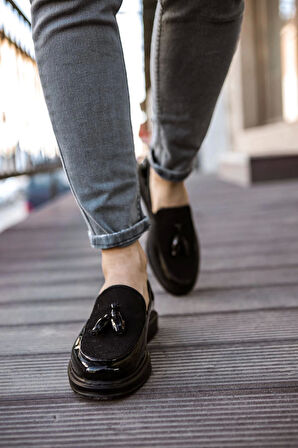 TB002 RST Loafer Verniciata Erkek Ayakkabı SIYAH