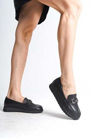 Gıselle Ortopedik Rahat Taban Toka Detaylı Klasik Kadın Babet Anne Ayakkabısı  St - Siyah