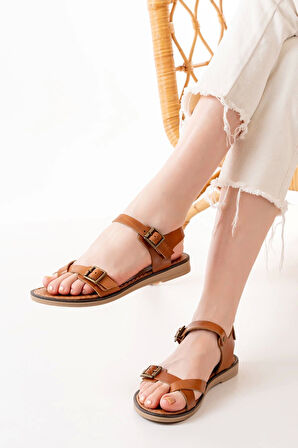 Taba Ortopedik Hakiki Deri Kadın Sandalet