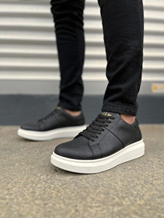 Tb151 Boost Bağcıklı Cilt Erkek Günlük Sneaker Ayakkabı Cbt - Siyah