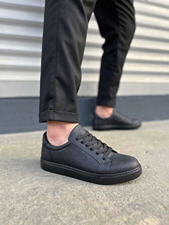 Tb165 Elite Bağcıklı Cilt Erkek Günlük Sneaker Ayakkabı Cst - Siyah