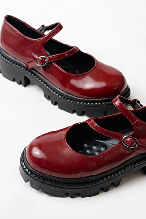 Bordo Rugan Günlük Yüksek Tabanlı Loafer Ayakkabı