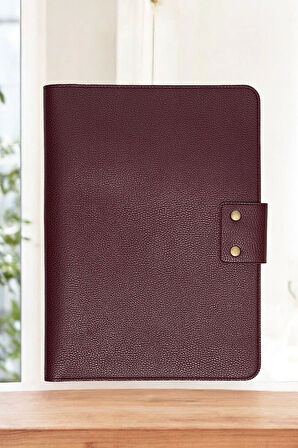Lüx Macbook Air Pro 13-14 İnç Ofis Organizer Bordo Naturel Evrak & Laptop & Tablet Çantası