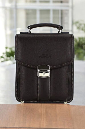 Kahverengi Vintage Tarz Erkek Suni Deri Omuz ve El Çantası