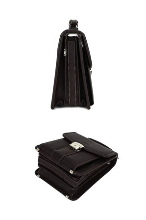 Kahverengi Vintage Tarz Erkek Suni Deri Omuz ve El Çantası