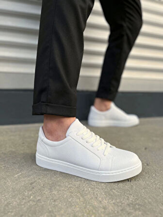 Tb165 Elite Bağcıklı Cilt Erkek Günlük Sneaker Ayakkabı Cbt - Beyaz