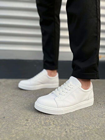 Tb165 Elite Bağcıklı Cilt Erkek Günlük Sneaker Ayakkabı Cbt - Beyaz