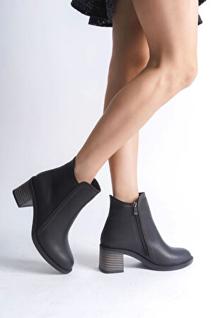 Larıssa Fermuarlı Ortopedik Taban Topuklukadın Bot  St - Siyah