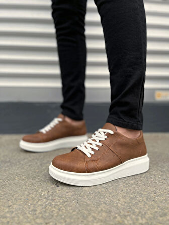 Tb151 Boost Bağcıklı Cilt Erkek Günlük Sneaker Ayakkabı Cbt - Taba