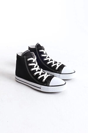 Tb0423 Axe Bağcıklı Keten Kumaş Erkek Günlük Sneaker Ayakkabı Kbt - Siyah