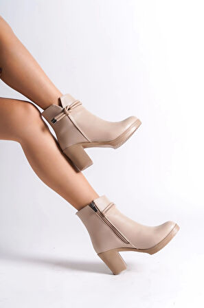 July Fermuarlı Ortopedik Taban Topuklu Kadın Bot Tt - Ten