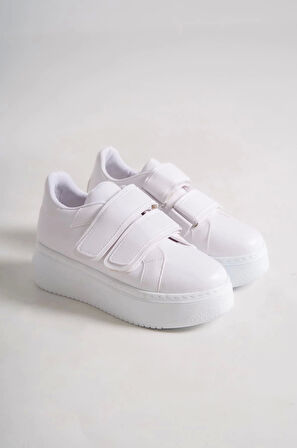 Valencıa Bağcıksız Cırt Cırtlı Ortopedik Taban Kadın Sneaker Spor Ayakkabı Bt - Beyaz