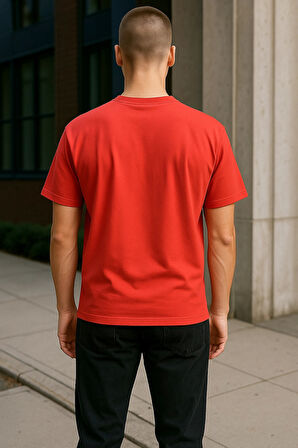 Regular Kalıp Kadın - Erkek Unisex Basic Tişört Kırmızı
