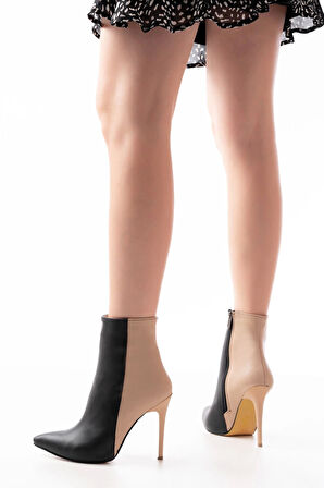 Siyah Yüksek İnce Topuklu Fermuarlı Kadın Bot