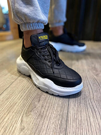 Terzi Bey Yüksek Taban Günlük Ayakkabı N75 Kapitone Siyah (beyaz Taban)