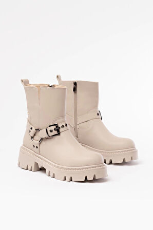 Bej Fermuarlı Günlük Kadın Bot