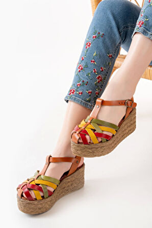 Multi Ortopedik Hakiki Deri Dolgu Kadın Sandalet