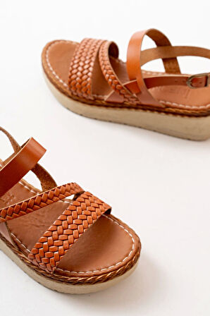 Taba Ortopedik Hakiki Deri Dolgu Kadın Sandalet