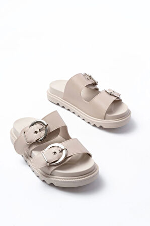 DM-6010 Bej Toka Aksesuarlı Günlük Kadın Terlik