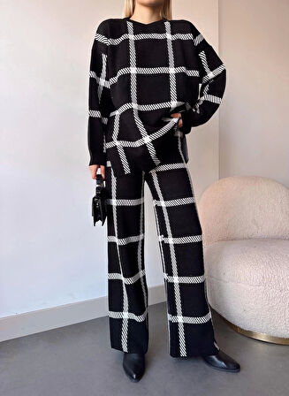 Ekoseli Triko Takım Siyahbeyaz