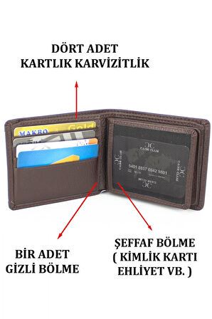 Hakiki Deri Kartlık Bölmeli Kahverengi Erkek Cüzdanı