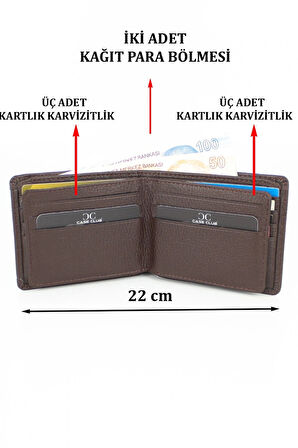 Hakiki Deri Kartlık Bölmeli Kahverengi Erkek Cüzdanı