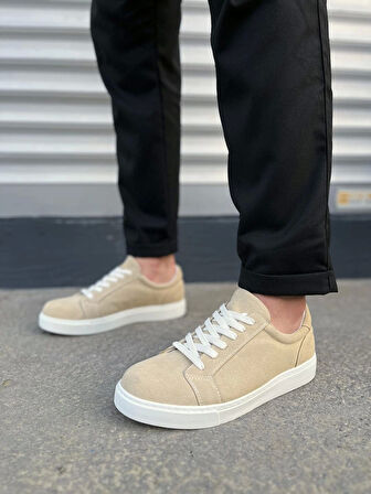 Tb165 Elite Bağcıklı Süet Erkek Günlük Sneaker Ayakkabı Sbt - Krem