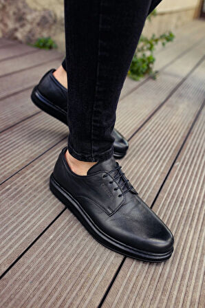 TB003 DST Classica Pelle Di Cuoio Erkek Ayakkabı SIYAH