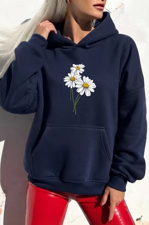 Unisex MiniPapatya Baskılı Oversize Hoodie Kapüşonlu Sweatshirt
