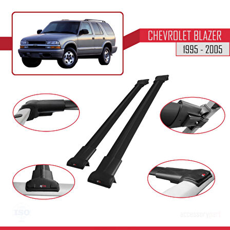 Chevrolet Blazer 1995-2005 Arası ile Uyumlu FLY Model Ara Atkı Tavan Barı Siyah 2 Adet