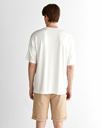 GANT Erkek Krem Relaxed Fit Bisiklet Yaka Logolu T-Shirt