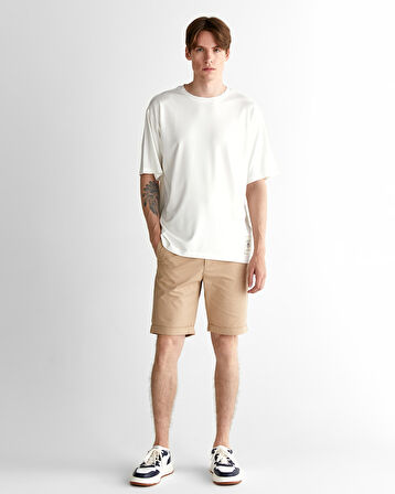 GANT Erkek Krem Relaxed Fit Bisiklet Yaka Logolu T-Shirt