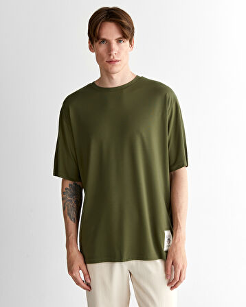 GANT Erkek Yeşil Relaxed Fit Bisiklet Yaka Logolu T-Shirt