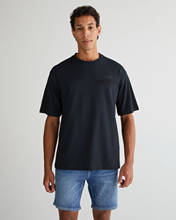 GANT Erkek Siyah Relaxed Fit Bisiklet Yaka Logolu T-Shirt