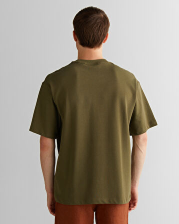 GANT Erkek Yeşil Relaxed Fit Bisiklet Yaka Logolu T-Shirt