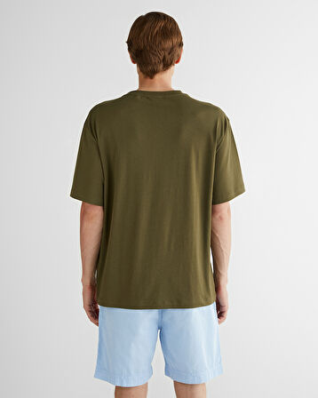 GANT Erkek Yeşil Relaxed Fit Bisiklet Yaka Logolu T-Shirt