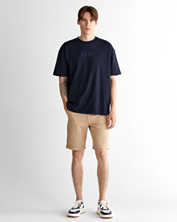 GANT Erkek Lacivert Relaxed Fit Bisiklet Yaka Logolu T-Shirt