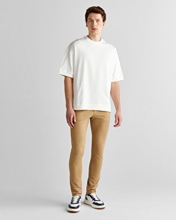 GANT Erkek Krem Orijinal Fit Bisiklet Yaka Logolu T-Shirt