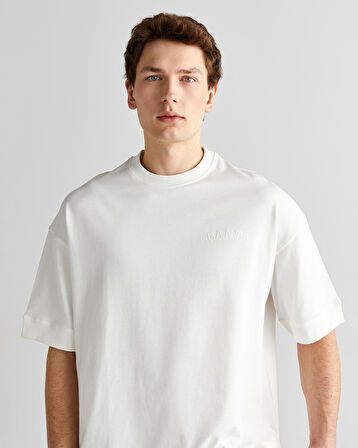 GANT Erkek Krem Orijinal Fit Bisiklet Yaka Logolu T-Shirt