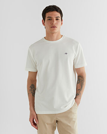 GANT Erkek Krem Regular Fit Bisiklet Yaka T-Shirt