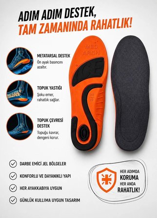  603 - 3 Noktalı Jel Destekli Tabanlık Günlük Ark Destekli Spor Tabanlık