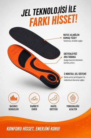 603 - 3 Noktalı Jel Destekli Tabanlık Günlük Ark Destekli Spor Tabanlık
