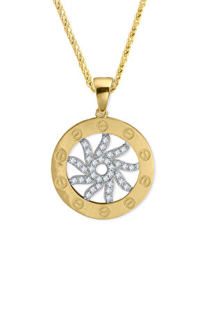 Altın Güneş Detaylı Kolye