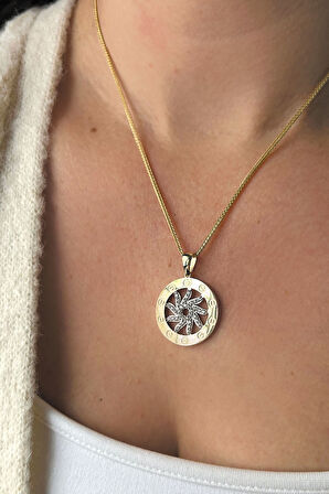 Altın Güneş Detaylı Kolye