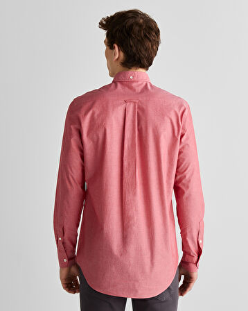 GANT Erkek Kırmızı Regular Fit Düğmeli Yaka Poplin Gömlek