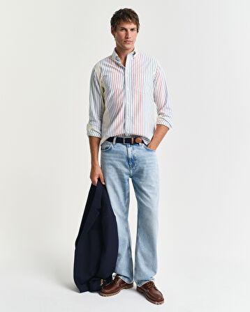 GANT Erkek Renkli Regular Fit Düğmeli Yaka Çizgili Gömlek