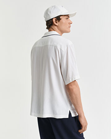 GANT Erkek Krem Relaxed Fit Klasik Yaka Logolu Gömlek