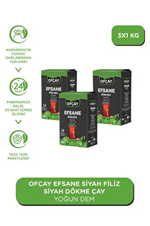 Ofçay Efsane Filiz Dökme Siyah Çay 1000gr x 3 Adet