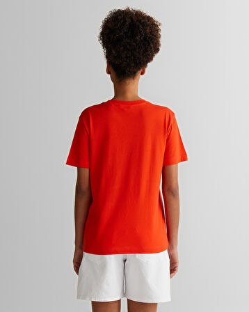 GANT Kadın Turuncu Regular Fit Bisiklet Yaka Logolu T-Shirt