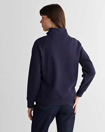 GANT Kadın Lacivert Relaxed Fit Yarım Fermuarlı Sweatshirt